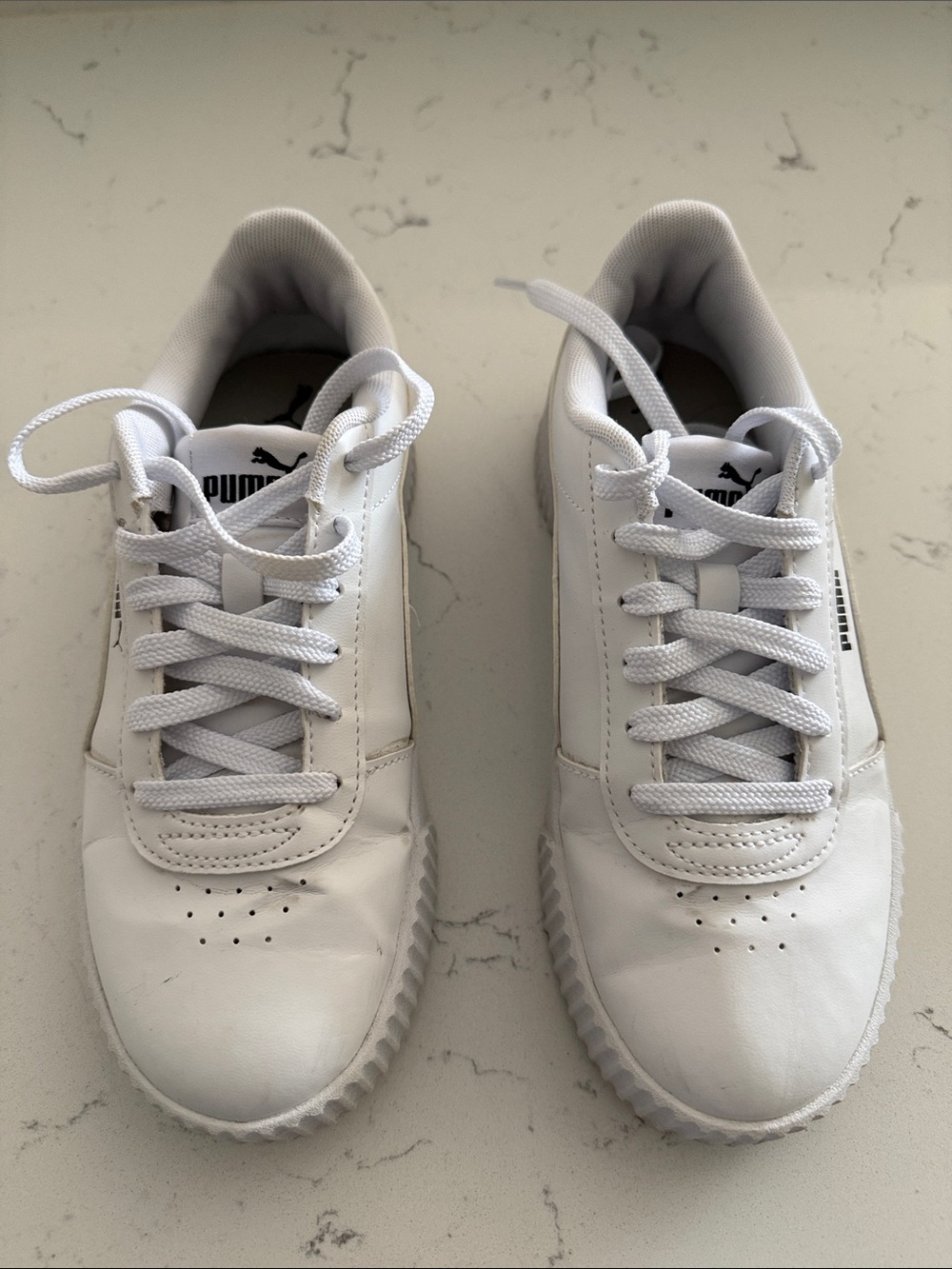 Puma White Leather Platform Sneakers Shoes 6.5 - Picture 3 of 7